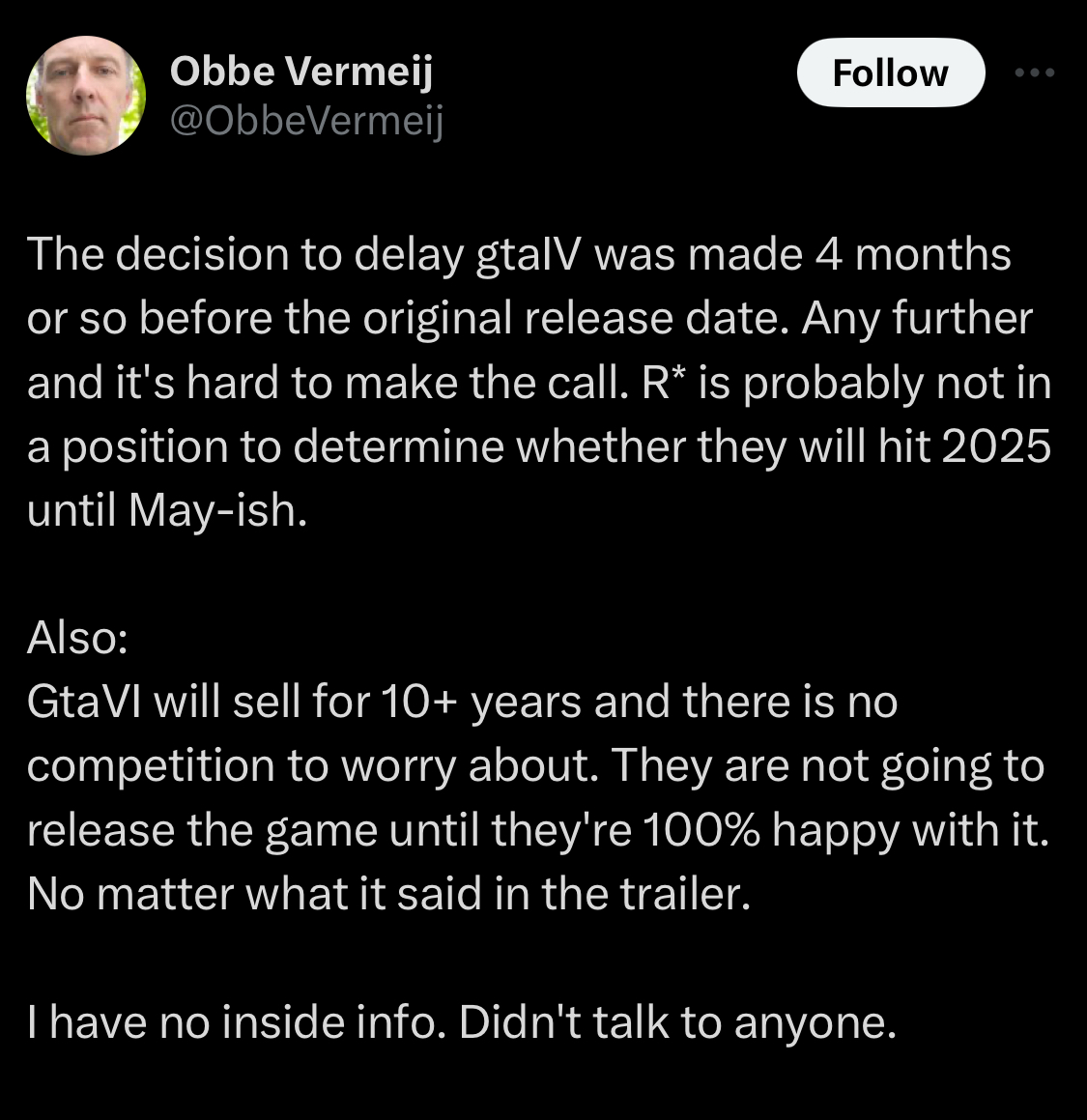 Obbe Vermeij on GTA VI Delay
