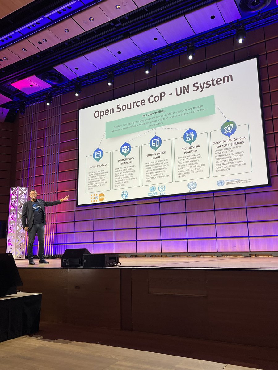 arungupta's tweet photo. Exciting work happening at @UN around open source. Look at their #opensource strategy and internal practices - pretty massive! And https://t.co/EtDZRpi26o coming later this year. #OSSummit https://t.co/iuuErLJfot