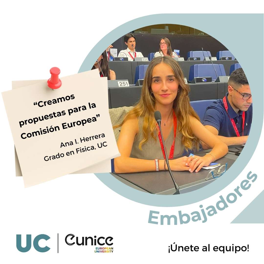 EUNICE 🌈 | Sé embajador/a EUNICE! El equipo de estudiantes UC que colabora en <a href="/EUNICE_uni_/">EUNICE European University</a> se amplía. Inscríbete en este voluntariado: eventos, promos ¡y hasta viajes!

Para estudiantes y doctorandos/as de la UC con  B2 en español e inglés
🗓️Plazo 30/09: web.unican.es/eunice