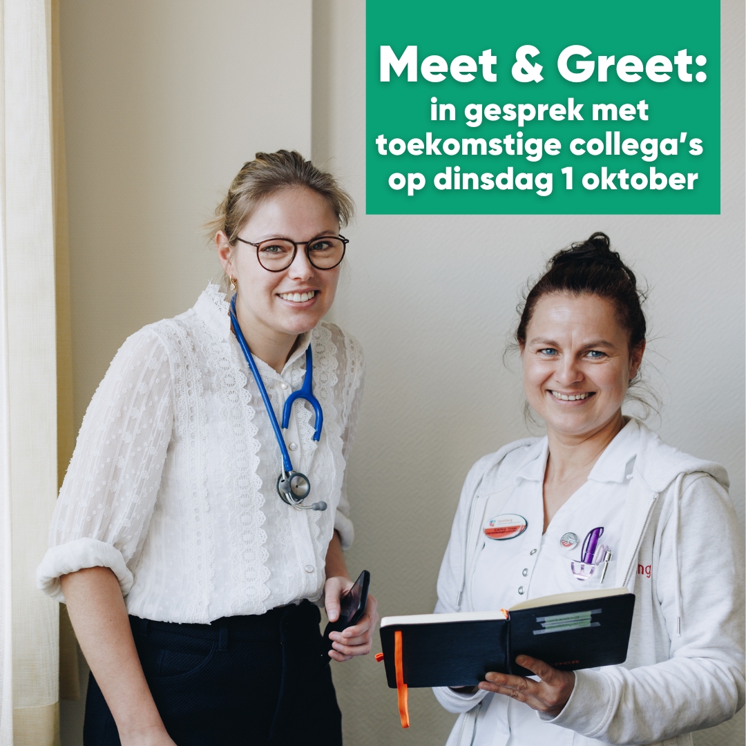 Meet &amp; Greet 1 oktober: ben jij geïnteresseerd in werken en/of leren in de ouderenzorg? Ga in gesprek met onze toegewijde medewerkers, zoals een coördinerend verzorgende of leerlin.👨‍⚕️Inschrijven kan via campagne.zorgpartners.nl/meet-en-greet/