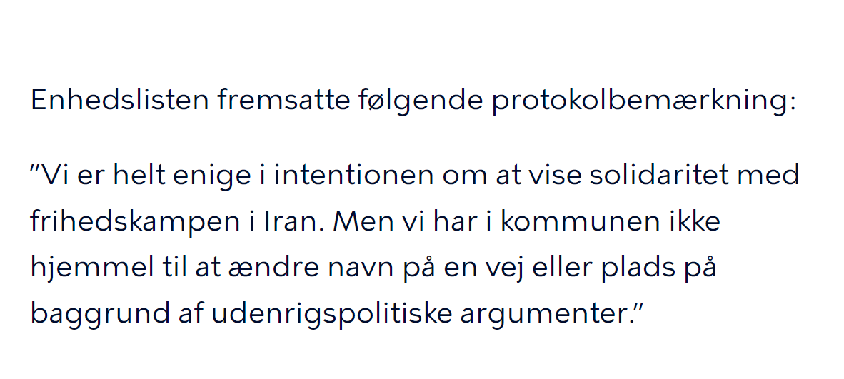 Madskorsholmdk's tweet photo. Enhedslisten kæmper for at få Palæstina Plads i København. I 2022 stemte samme Enhedslisten dog imod at opkalde en plads efter Jina Amini - den iranske kvinde, der blev dræbt af Irans moralpoliti, fordi hun ikke bar tørklæde. 

Begrundelsen dengang lød: https://t.co/ABFv8TU7S6