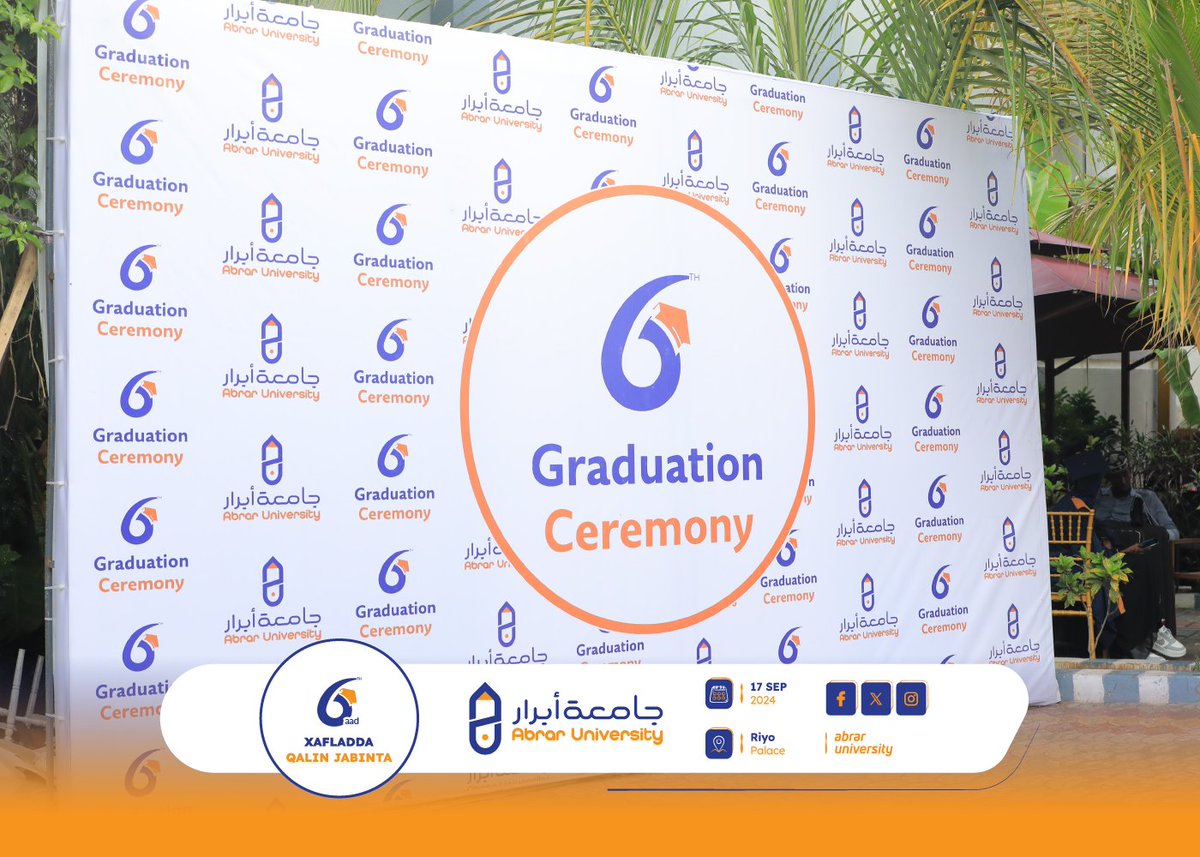 Xafladda Qalinjebinta Dufcadii 6-aad.
.
.
.
.
#6th_convocation
#Abraar2024
#AU_Graduation
#Admission_is_open
#nagu_soo_biir
#Abrar_University
#from_theory_to_practice