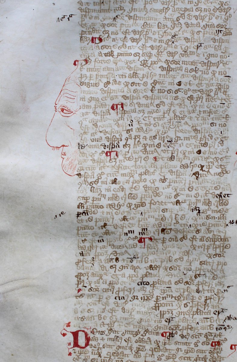 My favourite medieval doodle in the library collection is this weary- looking man who looks like he would really appreciate some coffee. (WCL F116 f.27v William of Heytesbury's Sophismata 14thC ms).