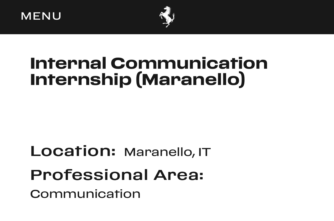 LambeResing's tweet image. Buat yang nyari magang, nih ada #lokerseram #lokercot cc @hrdbacot 🥶

jobs.ferrari.com/job/Maranello-…