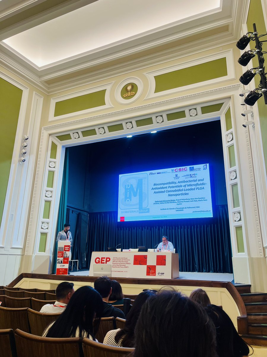 Yesterday, in the @gep2024, Pedro Luis Echevarria Torres presented the work Biocompatibility, Antibacterial and Antioxidant Potentials of Microfluidic-Assisted Cannabidiol-Loaded PLGA Nanoparticles 
<a href="/ictp_promocion/">ICTP-CSIC</a> <a href="/DPE_CSIC/">Postgrado CSIC</a> @CIBERBBN