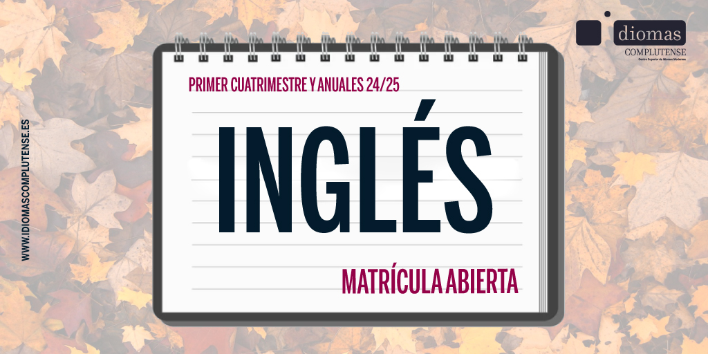 IdiomasUCM's tweet photo. 🇬🇧 ¡Aprende inglés en Idiomas Complutense!

🗓️ Cursos cuatrimestrales, 60h
🏆Varios niveles y preparación de examenes
💻 Presencial y online
🎓 ¡Becas Santander IC-CSIM disponibles! 

Más info: https://t.co/Wtz8GW4IPf https://t.co/OUUcrS239I