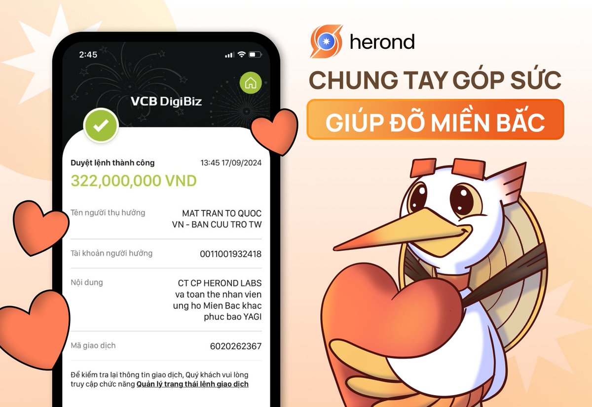 HerondBrowser's tweet image. 🫶 Herond Labs &amp;amp; @blockbaseco Supports Flood Relief Efforts. We hope this donation will provide much-needed support to the communities in need.
#Herond #HerondBrowser #Blockbase #Yagi
