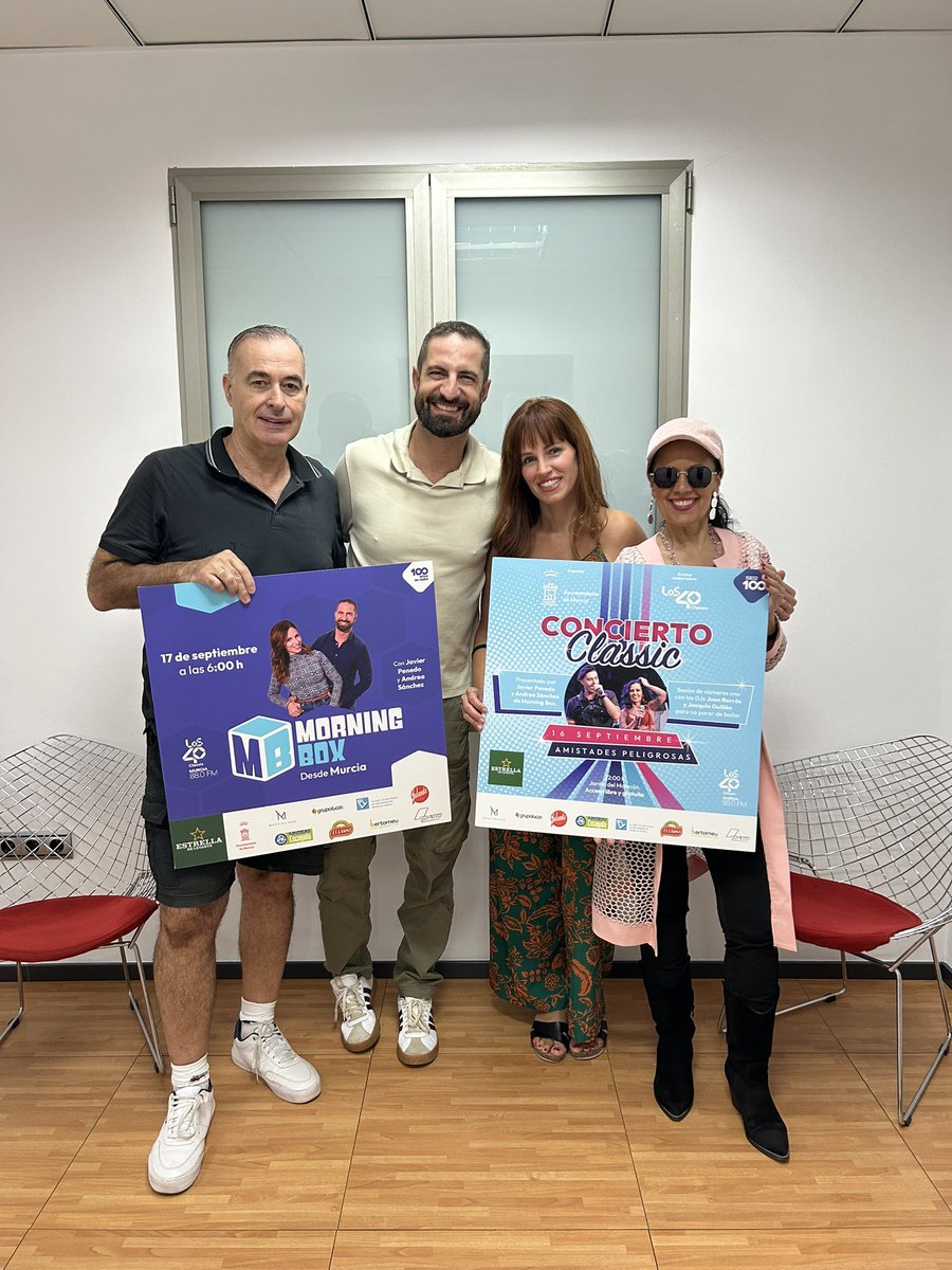 Que buen rato hemos pasado desayunando con <a href="/AmisPeligrosas/">Amistades Peligrosas cuenta oficial</a> en Murcia. Más majos que las pesetas 😊

#LOS40Classic #SóloTusNúmeros1 #LaFórmulaOriginal