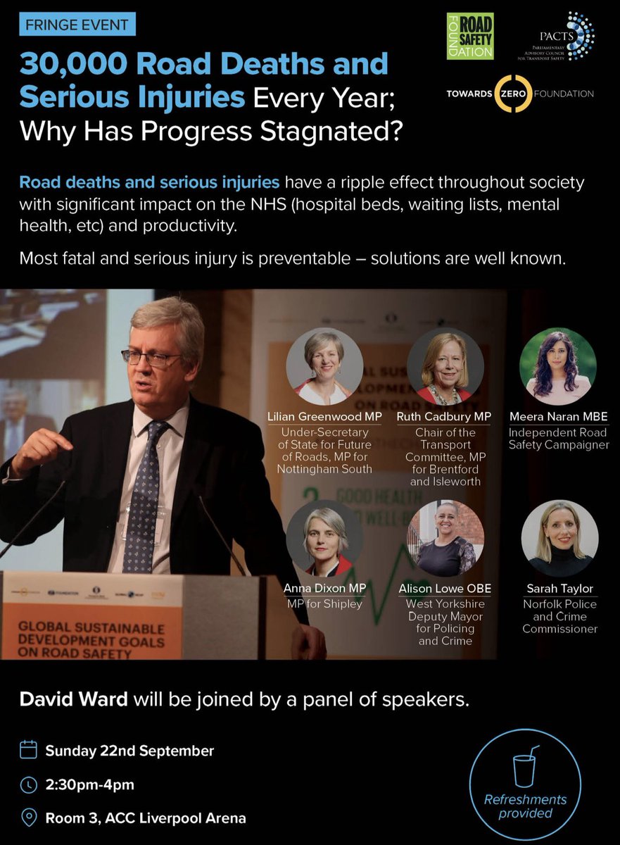 30,000 deaths and serious injuries on our roads every year.  We CAN tackle this through 4 key actions. Join us this weekend as we welcome <a href="/RuthCadbury/">Ruth Cadbury</a>  <a href="/LilianGreenwood/">Lilian Greenwood</a> <a href="/annalouisedixon/">Anna Dixon MP for Shipley</a> <a href="/SafeRoadDesign/">Road Safety Foundation</a> @TowardsZeroFdn <a href="/NaranMeera/">Meera Naran</a>