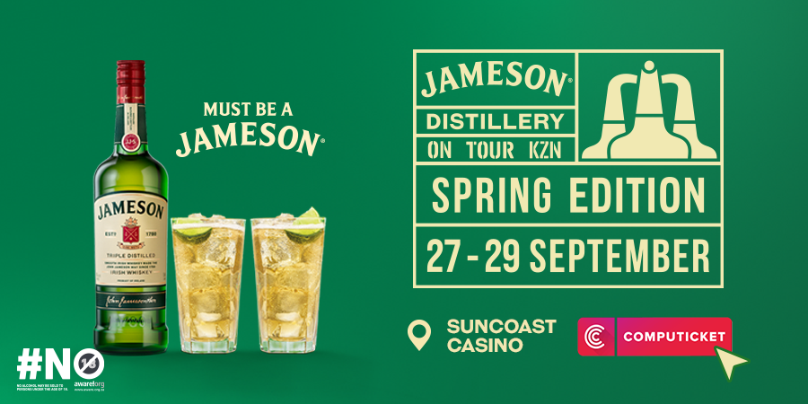 gagasifm's tweet photo. Jameson Distillery on Tour #JDoT is coming to Durban for the first time ever at Suncoast casino from 27 – 29 September. Want to win R5 000 + Jameson merch? Post on X using #LetJamesonTripleIt, share your name & Jameson ritual – whether neat, on the rocks, or with a twist of citrus. Tag Gagasi FM & @jamesonwhiskey . Get your tickets at Computicket for more chances of winning. Ts, Cs & more on https://t.co/2t6dvpbv7w
Not for persons under 18. Drink Responsibly.