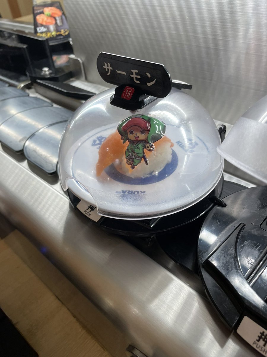 SharpAsALie's tweet image. //Rolls in here to show the one piece themed stuff i got in Kura Sushi Japan 👀