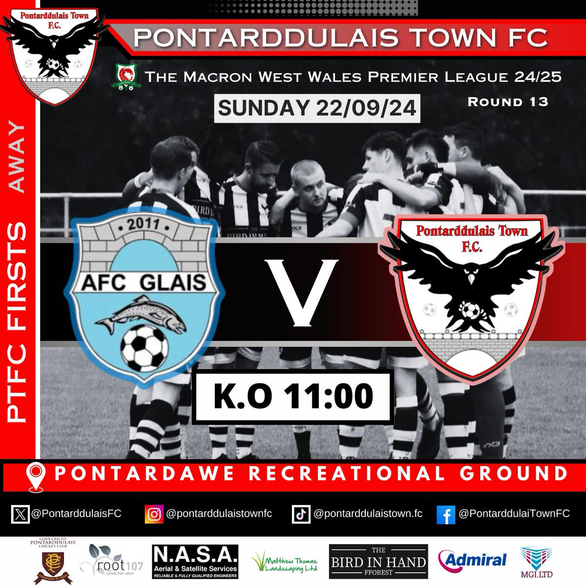 The First Team travel to <a href="/afcglais/">AFC Glais</a> on Sunday (11am k/o) as part of the <a href="/PremierWales/">The Macron West Wales Premier League</a> @Groundhop2024 weekend. Expecting a big crowd and a warm welcome. ⚫⚪