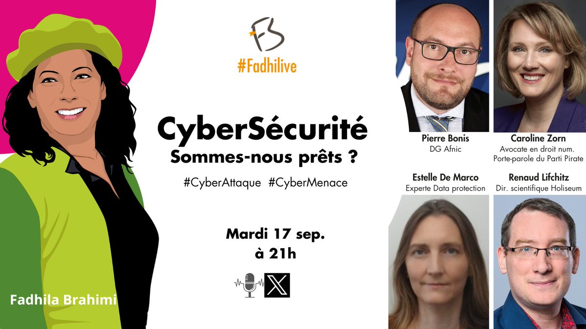 HOLISEUM (@holiseum) on Twitter photo 📢 RDV #FadhiLive mardi 17 sep. à 21h sur #Xspace 📷 Cybersécurité : sommes-nous prêts à affronter les défis de demain ?
🏅Avec <a href="/nono2357/">Renaud Lifchitz ⠵</a>, Directeur Conseil & Services chez Holiseum
🔔Voulez-vous recevoir un rappel ? Cliquez sur ce lien : x.com/i/spaces/1YpJk…
#CyberSecurity 📢 RDV #FadhiLive mardi 17 sep. à 21h sur #Xspace 📷 Cybersécurité : sommes-nous prêts à affronter les défis de demain ?
🏅Avec <a href="/nono2357/">Renaud Lifchitz ⠵</a>, Directeur Conseil & Services chez Holiseum
🔔Voulez-vous recevoir un rappel ? Cliquez sur ce lien : x.com/i/spaces/1YpJk…
#CyberSecurity