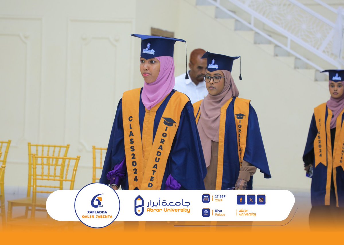.Xafladda Qalinjebinta Dufcadii 6-aad.

.
.
.
#6th_convocation
#Abraar2024
#AU_Graduation
#Admission_is_open
#nagu_soo_biir
#Abrar_University
#from_theory_to_practice