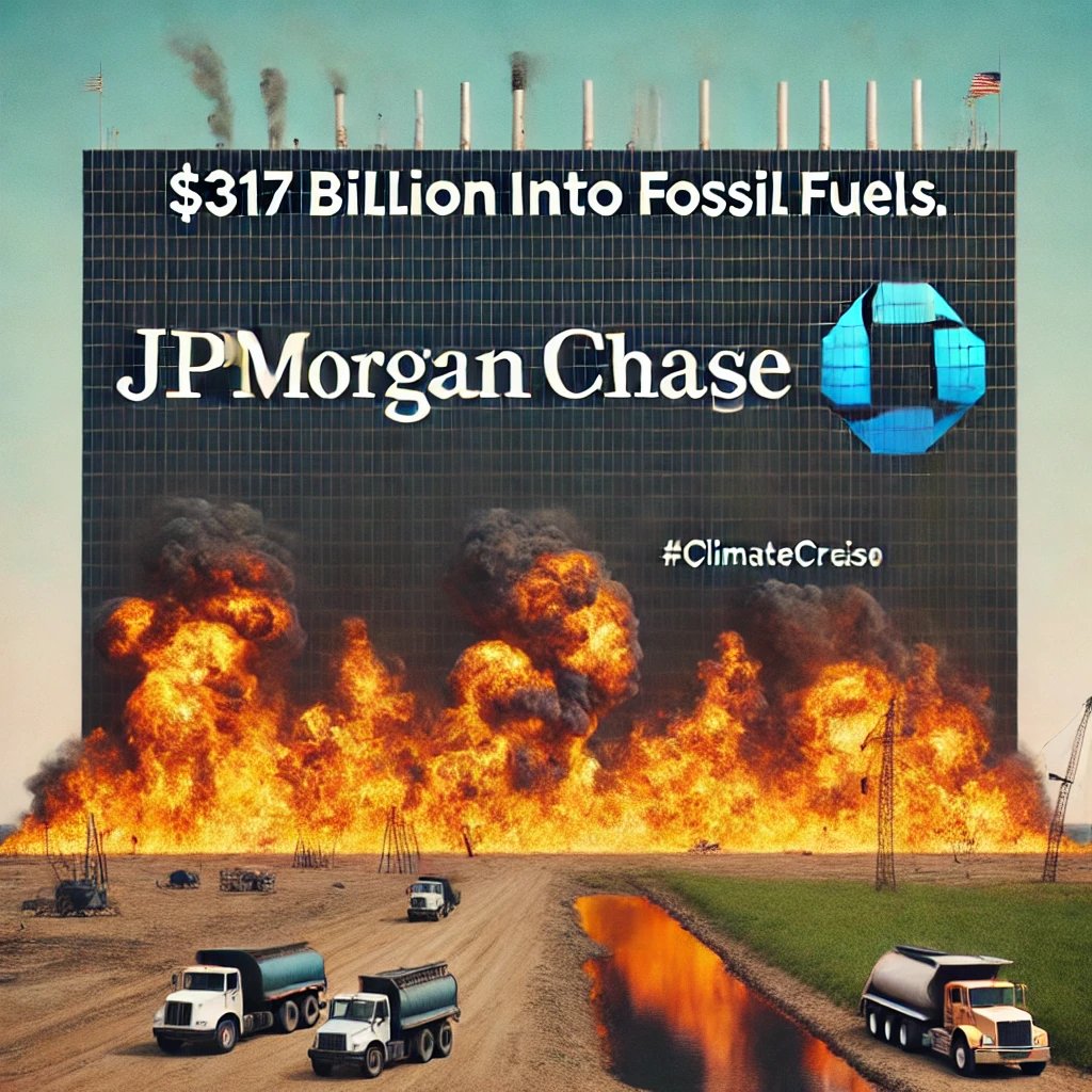 Child_Of_Adam's tweet image. JPMorgan Chase is fueling environmental destruction, pouring over $317 billion into fossil fuels since 2016. They claim sustainability while bankrolling the collapse of ecosystems and the climate. time to stop financing devastation! #ClimateCrisis #FossilFuelFinancing #JPMorgan&quot;
