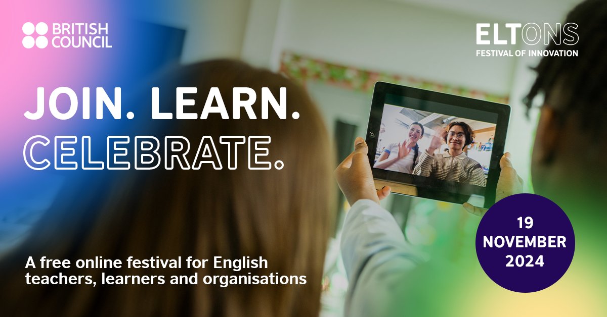 Join. Learn. Celebrate. 🎉📚

🥁 Introducing the ELTons Festival of Innovation, an exciting new event showcasing the best of innovation in English language teaching.

Join us on Tuesday 19 November as we embark on a new era of the #ELTons.

Register now: bit.ly/4gc6vem