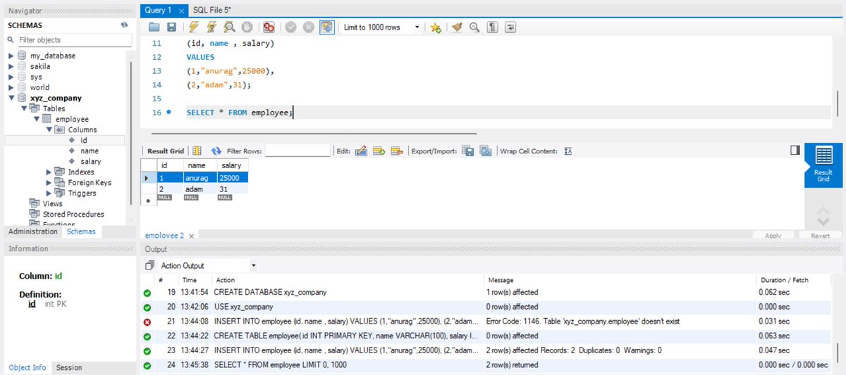 ReyedgeM's tweet image. "Just started learning MySQL and hit my first roadblock with a duplicate entry error! Turns out, primary keys must be unique. Time to dive deeper and learn how to prevent these issues. #LearningMySQL #CodingJourney #Databases"