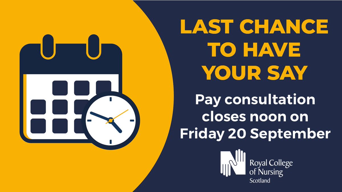 Your pay. Your say. 

Our consultation on the NHS pay offer in Scotland closes at midday this Friday 20th September. Your views are vital to informing our next steps. Let us know what you think  bit.ly/3ABtX4m