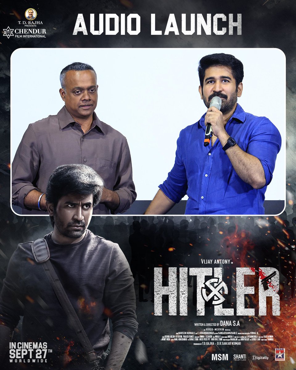 rameshlaus's tweet photo. Here's The #HitlerMovie Squad from the chapbook of #HitlerAudioLaunch 🥁💥

A @iamviveksiva @MervinJSolomon Musical

#HitlerFromSep27
@vijayantony @ChendurFilm @td_rajha @dir_rvs @Dhana236 @menongautham @iriyasuman @actorvivekpra @redinkingsley @thamizh_editor @shantitelefilm @starmusicindia @teamaimpr @digitallynow