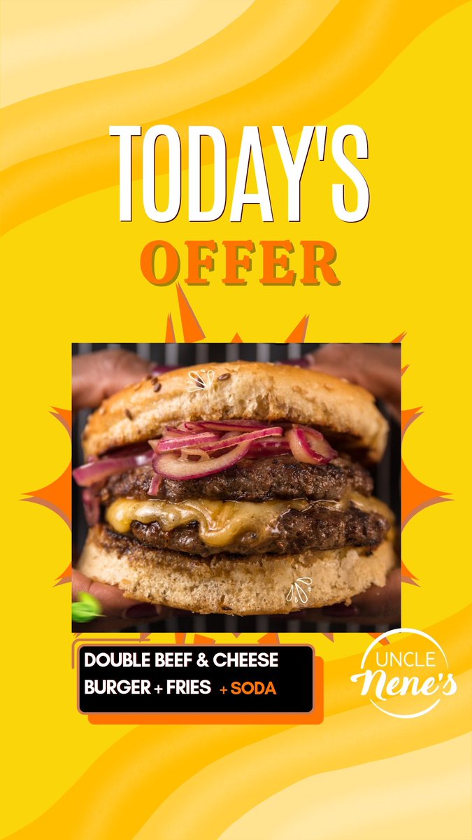 unclenenes's tweet image. For 1,000 Kshs only, get:

1 x Double Beef &amp;amp; Cheese burger
1 x Fries
1 x Soda

Call 0736 713 761 to order
**Offer valid 17/ 9/ 24**

We deliver 😀

#bestburger #Nairobi