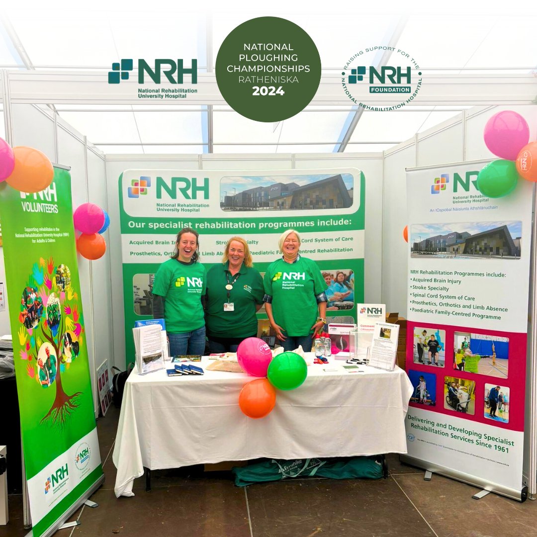 Welcome to Day 1 of the National Ploughing Championships, Emma, Jennifer &amp; Mags, from Team NRH will be at stand 31 today in the Dome. Do come over to say hello!
.
.
.
<a href="/NPAIE/">National Ploughing</a> #NationalPloughingChampionships2024 #Ratheniska #FarmSafety #Farming #FarmMachines #Rehab #Rehabilitation