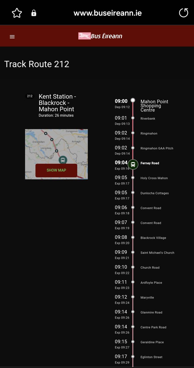 Yet again (despite what the app says) the (hourly) <a href="/Buseireann/">Bus Éireann</a> #Cork 212, running late outbound to Mahon, has decided NOT to come back into the city centre along Ferney Road. 2 minutes saved 👏👏👏, making it marginally less late. And 4 passengers stranded.  
A joke of a service!