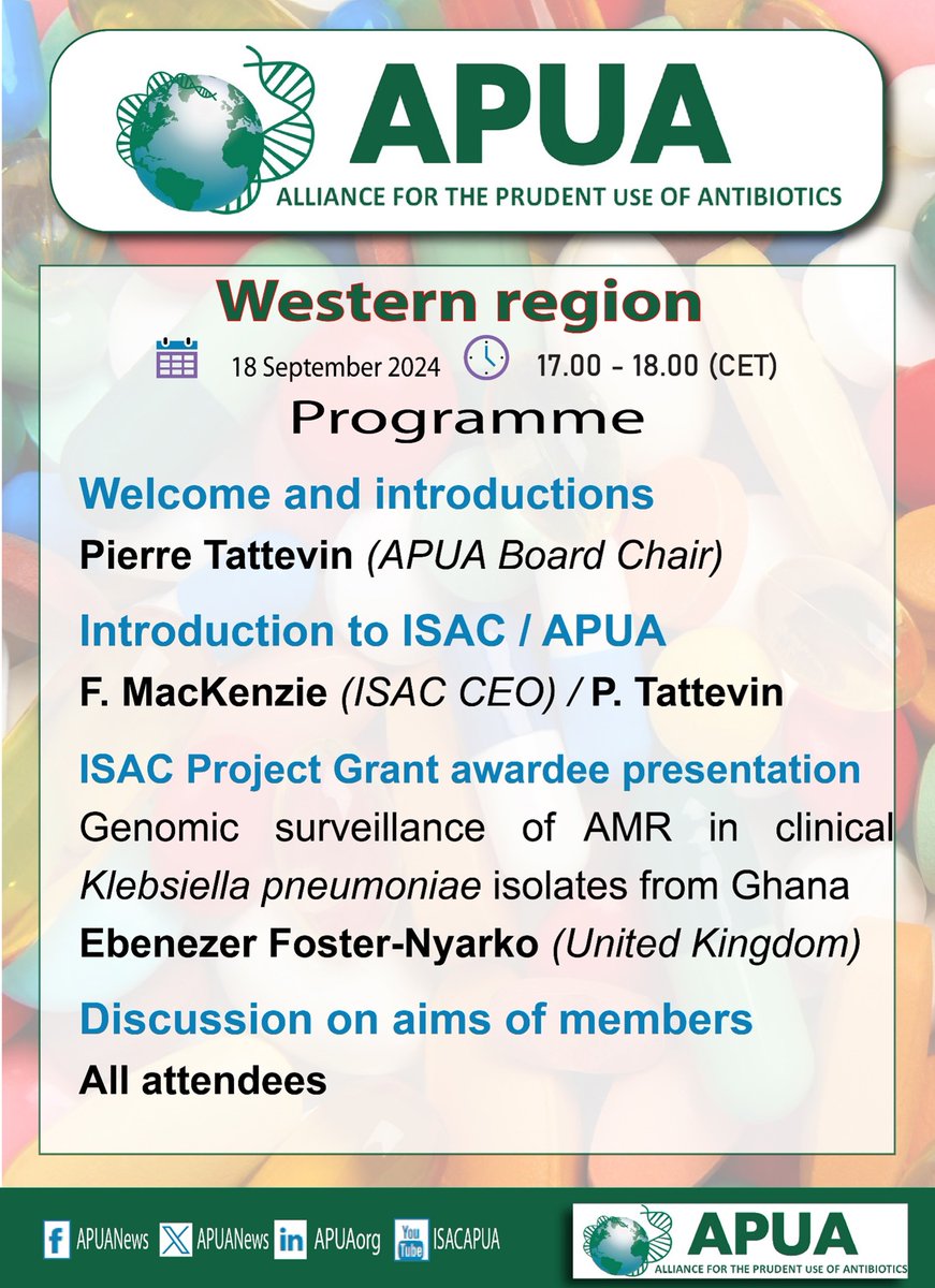 🌟TOMORROW 🌟

The 1st of 2webinars hosted by APUA is happening tomorrow. 
The main aim of these webinars is to identify and prioritise the objectives of existing APUA members. 
We also invite colleagues interested in joining APUA.
Register⬇️
tinyurl.com/ycd2n32z
#antibiotics
