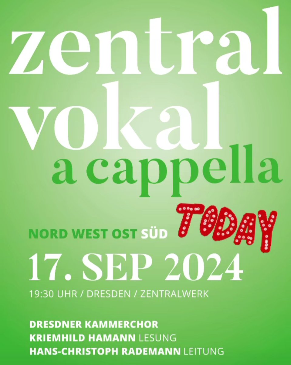 Musik! Heute abend! Im Zentralwerk #Dresden - Tickets: dresdner-kammerchor.de/konzertdetails…