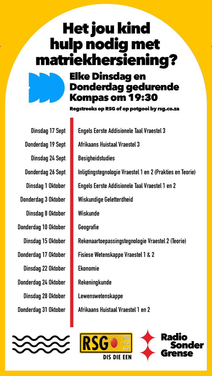 Hier is hulp vir matrieks! Deel gerus. Sien die vakke en vraestelle wat op lug behandel word hieronder👇