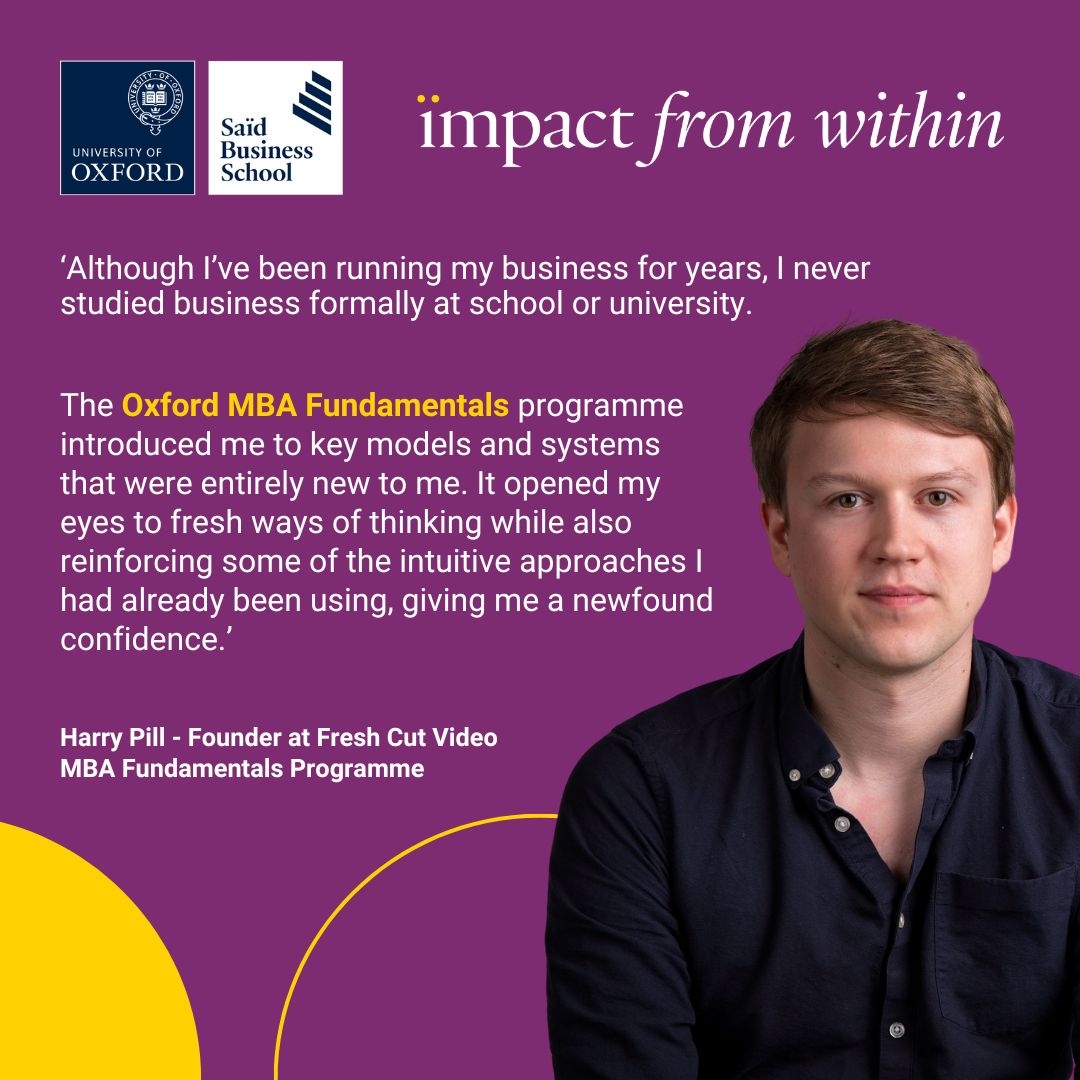 Harry Pill highlights how the #online #MBAFundamentals programme opened his eyes to fresh ways of thinking, giving him newfound confidence within his #business.
Apply to our #Oxford MBA Fundamentals beginning 9 October - sbs.ox.ac.uk/programmes/exe… #OnlineLearning #ExecutiveEducation