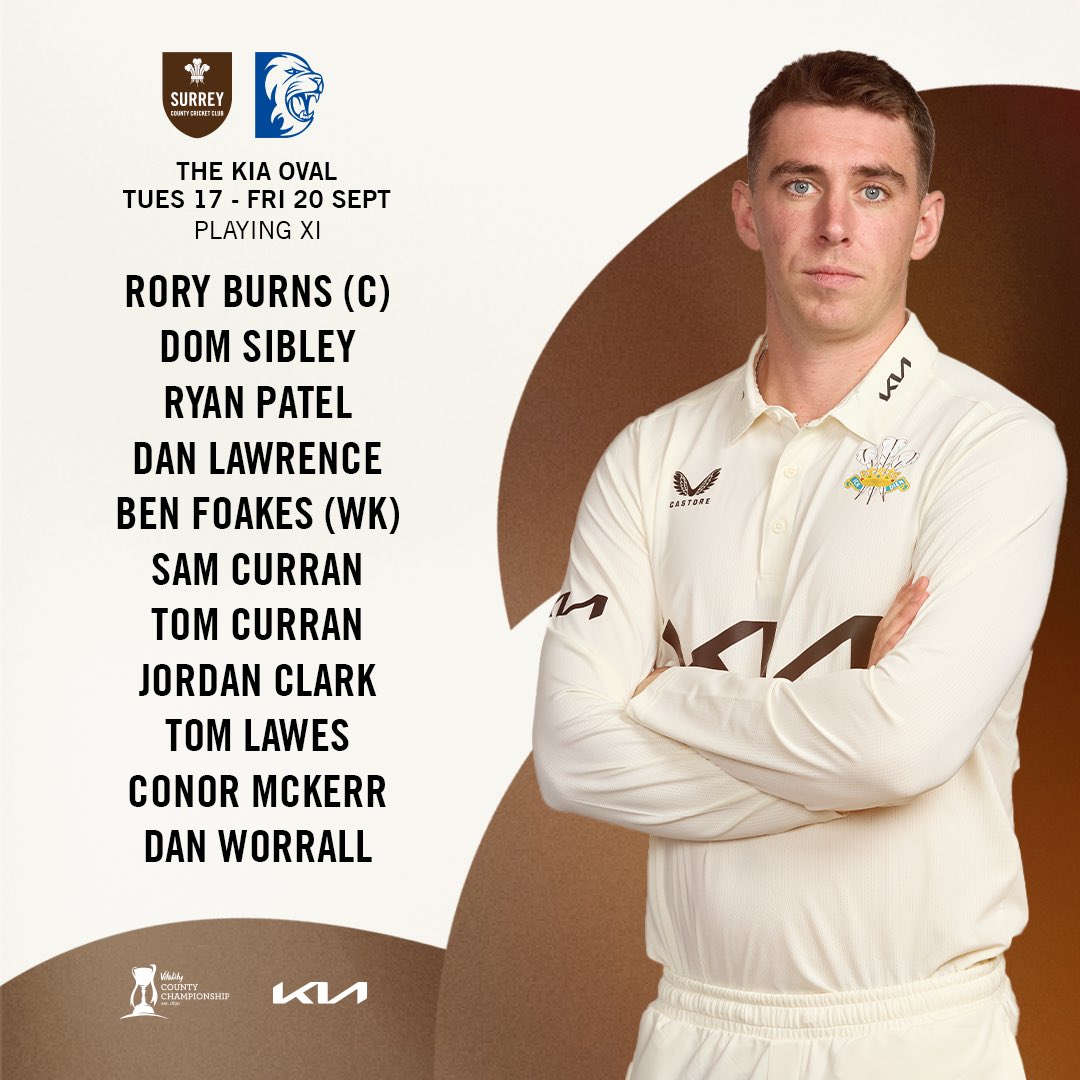 Your Surrey XI for the penultimate match of the season. 💪

Surrey win the toss &amp; elect to bowl. 

🤎 | #SurreyCricket