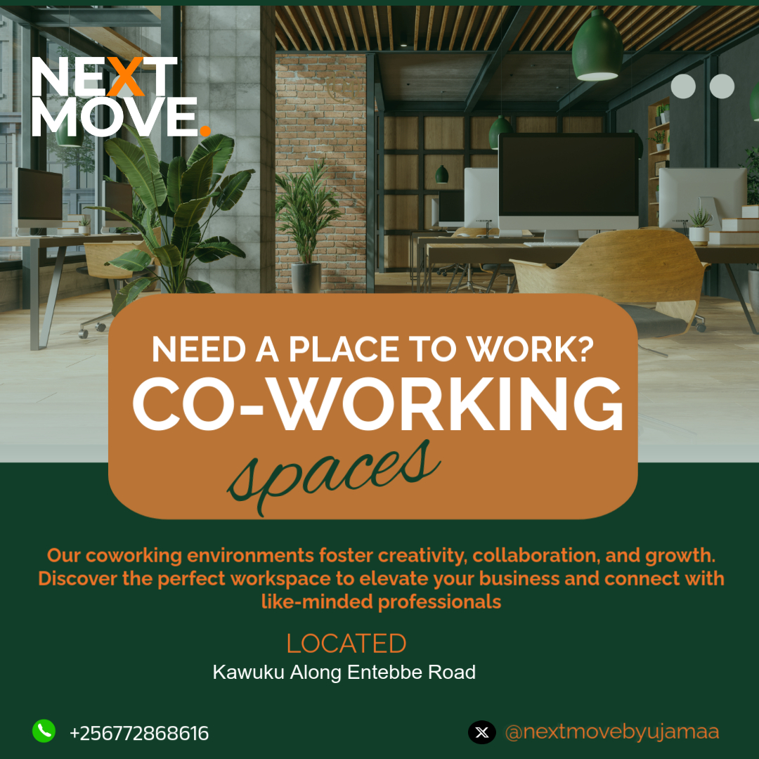 Need a place to work? Look no further than Next Move Spaces! 
Our co-working environment fosters creativity, collaboration, and productivity. 
📞Call us now to book your space:
 +256772868616
#NextMoveSpaces 
#CoworkingSpace
 #Productivity 
#Innovation 
#WorkSpace