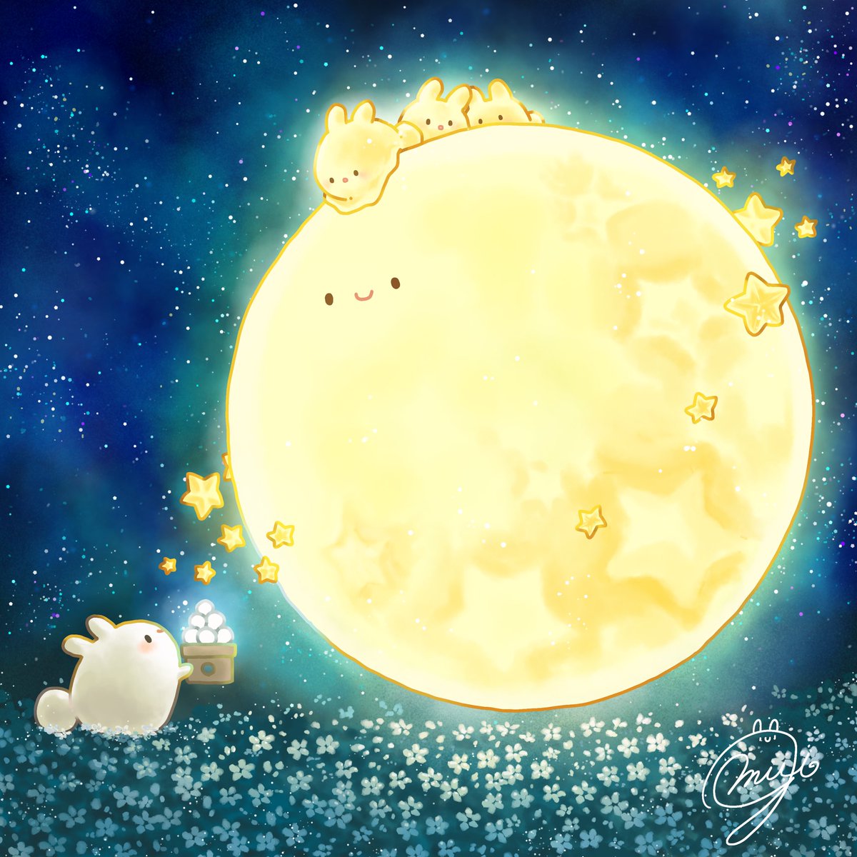 mugi_tokousa's tweet photo. 🐰🍡🌕

#中秋の名月 #十五夜 #月見団子 https://t.co/IJNWOT8w7q