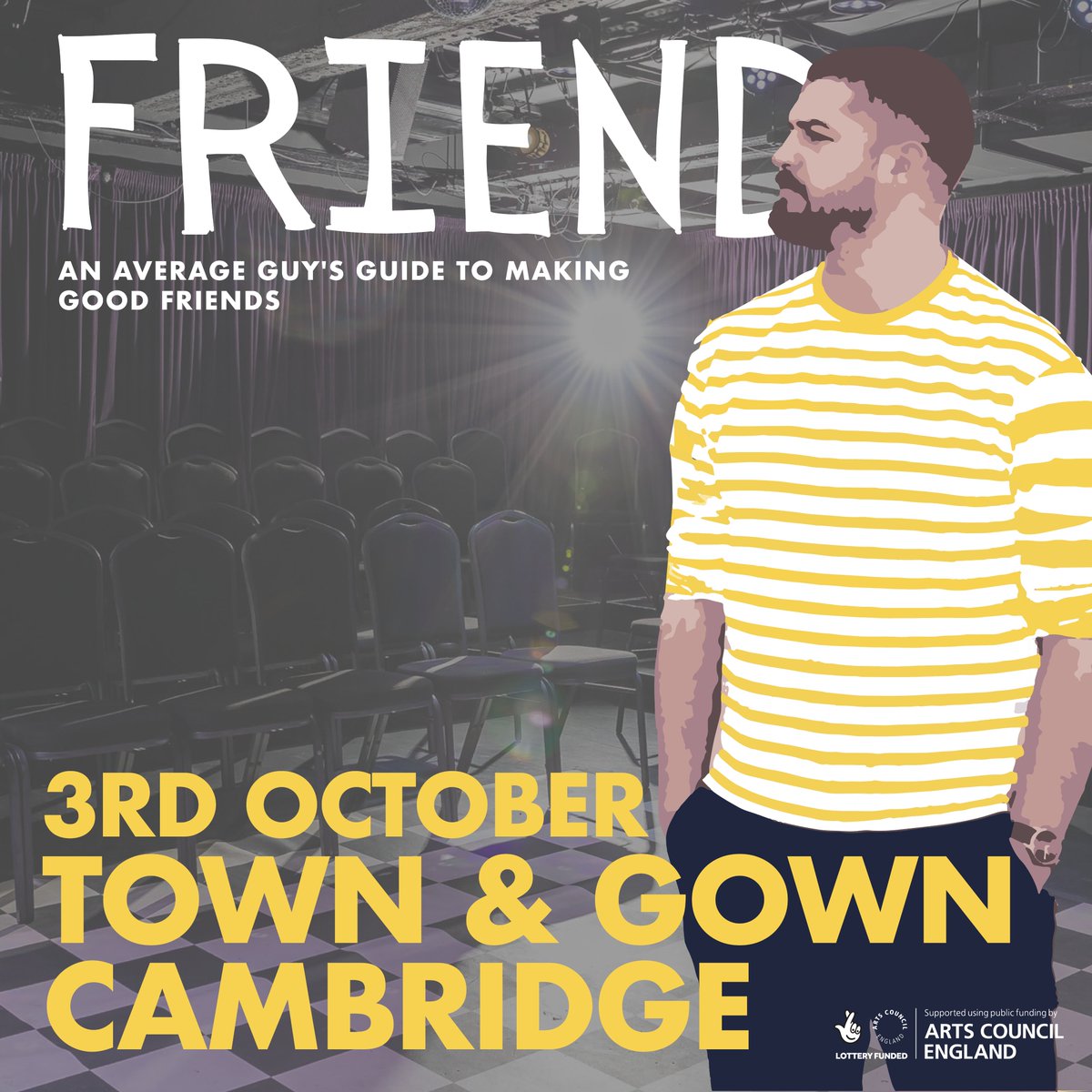 CAMBRIDGE!

I am going to be doing my show FRIEND at The Town &amp; Gown on Thursday 3rd October 

with wonderful support from <a href="/MegBeechPoetry/">Dr Megan Beech</a> 

It would be lovely to see you for an hour of stories and poems and jokes about five a side football and such like.

skiddle.com/whats-on/Cambr…