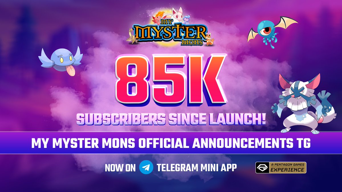 PentagonChain's tweet image. The realm of Mythoria is stronger than ever! 85,000+ Subscribers in My Myster Mons Official TG since launch! 🚀 

Thanks for the energy you bring to Mythoria every day 🧙‍♂️

🏆 Bigger adventures, rare mons, and legendary rewards are on the horizon. Stay vigilant for new challenges,…