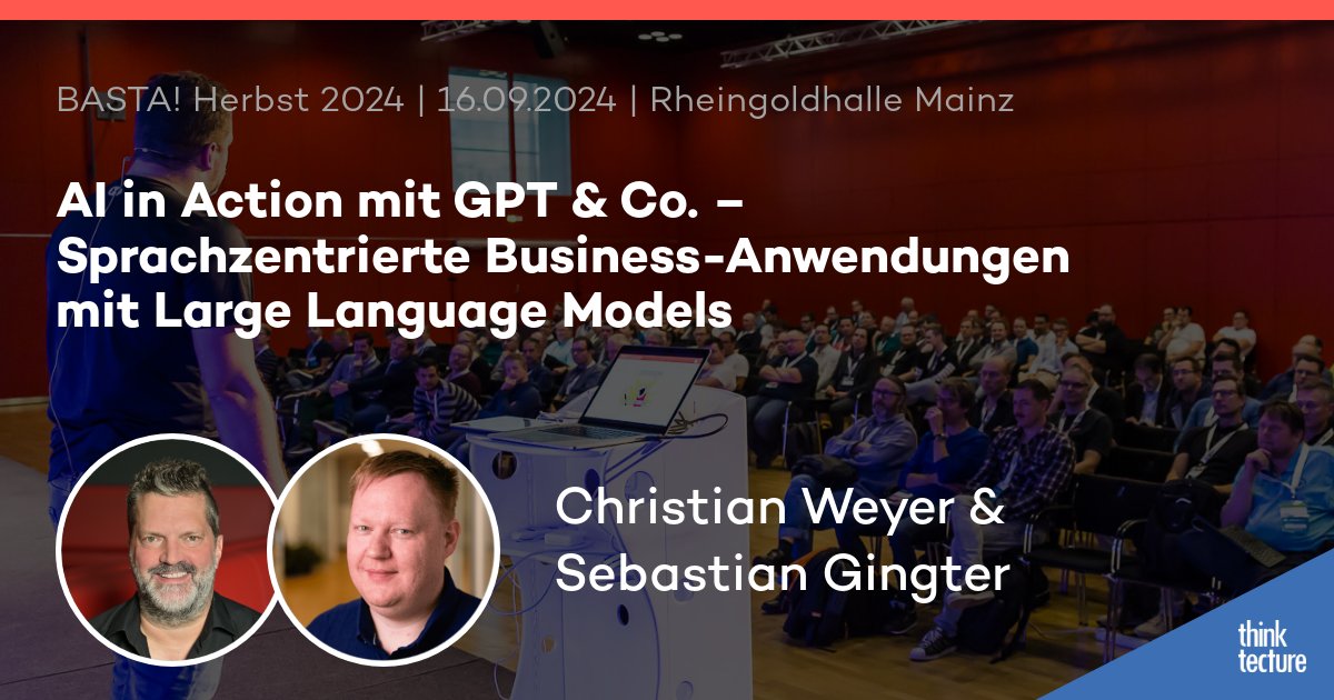 Sebastian Gingter (@phoenixhawk) on Twitter photo Together with my colleague <a href="/christianweyer/">Christian Weyer</a> we had an awesome full-day Workshop yesterday at the BASTA! Conference 2024 in Mainz.
Here are the slides and demos for our attendees:
thinktecture.com/contributions/… Together with my colleague <a href="/christianweyer/">Christian Weyer</a> we had an awesome full-day Workshop yesterday at the BASTA! Conference 2024 in Mainz.
Here are the slides and demos for our attendees:
thinktecture.com/contributions/…