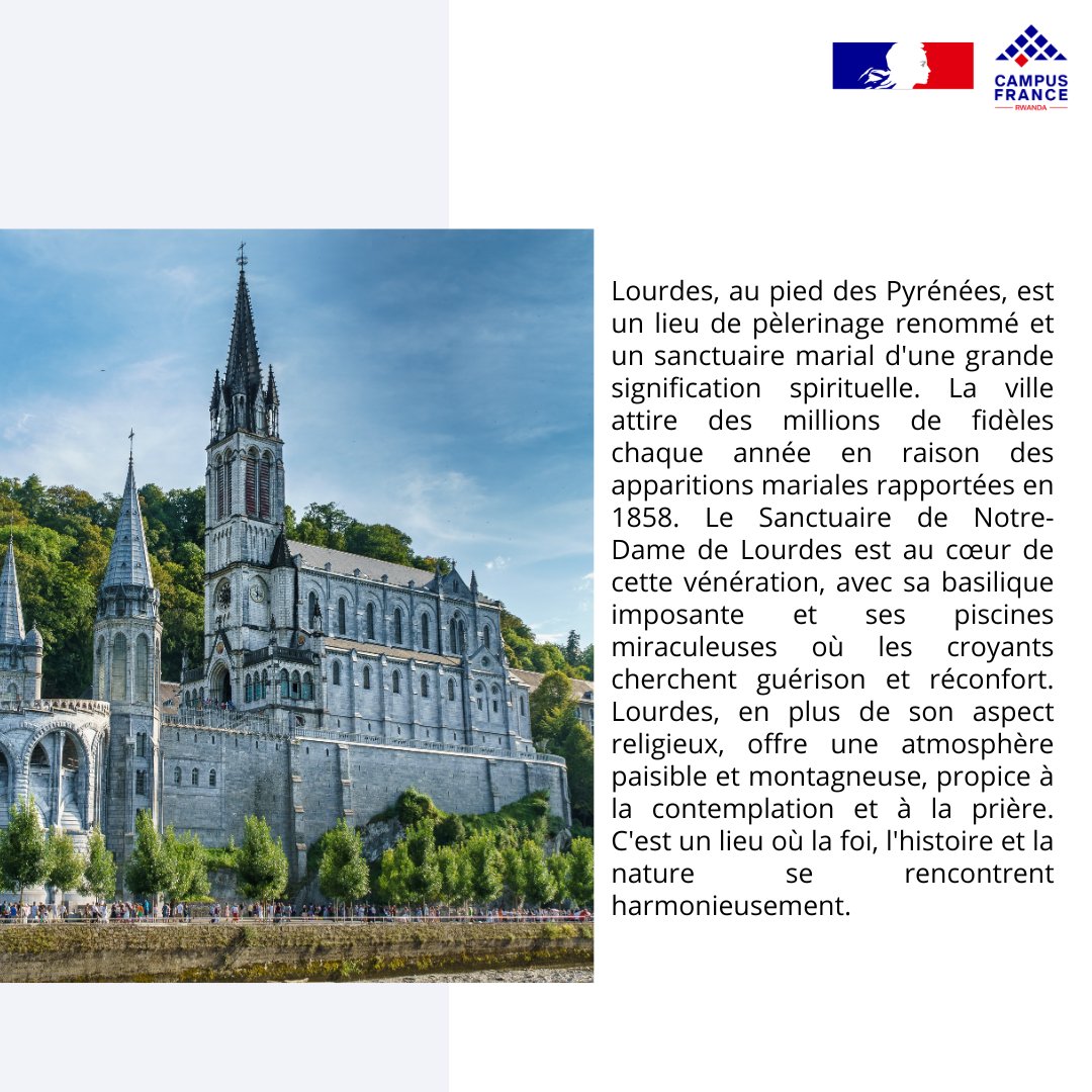 Viens #étudier en #France et prépare toi à découvrir ses trésors ✨ Cette semaine  #découvrons ensemble la ville de #Lourdes #étudesenfrance
