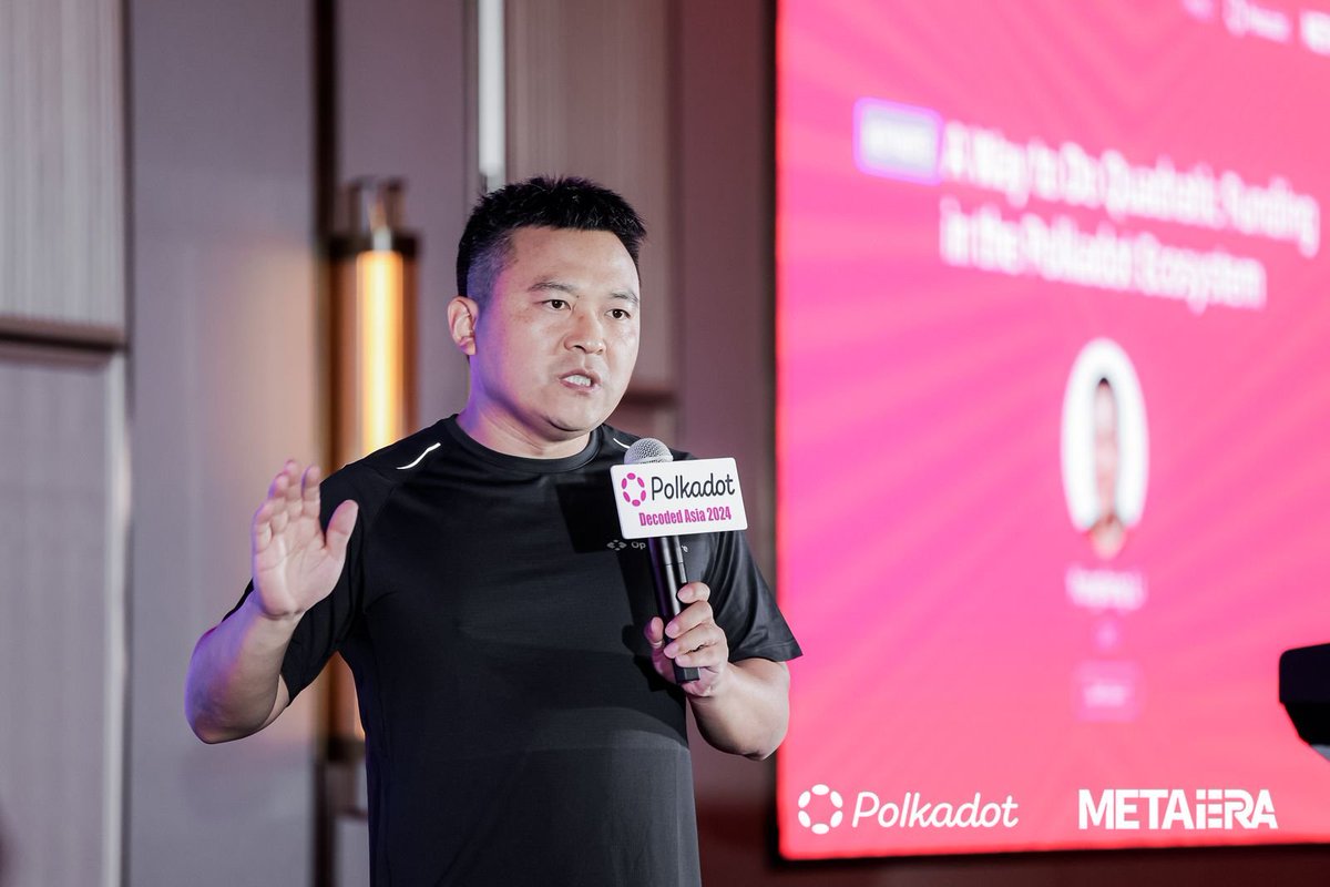 MetaEraHK's tweet photo. 📸MetaEra @ Token2049 “Polkadot Decoded Asia 2024” Highlights!  

YongFeng Li, CEO of @OpensquareN, delivered a keynote speech on “A Way to Do Quadratic Funding in the Polkadot Ecosystem”.  

He explained in detail the Quadratic Funding approach, which expands available resources by inviting community members to donate .  

#Token2049 #Polkadot #MetaEra