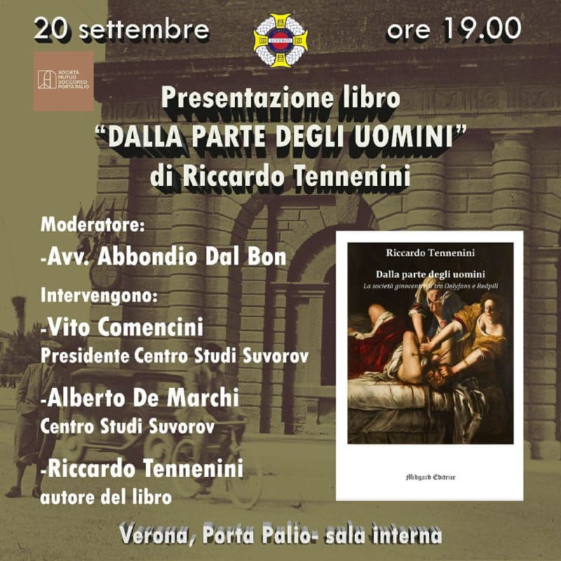 Bellisonus's tweet image. Presentazione #Libro: "Dalla parte degli #Uomini" di R. #Tennenini il 20 Settembre ore 19 a Porta Palio - Verona
📷📷📷 libropiu.it/.../dalla-part… 📷📷📷