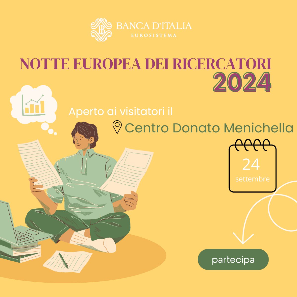Banca d'Italia (@bancaditalia) on Twitter photo <a href="/FrascatiScienza/">Frascati Scienza</a> 📌 Il #24settembre per la Notte Europea dei #Ricercatori e delle #Ricercatrici il Centro Donato Menichella #Frascati apre ai visitatori!
Partecipa ai laboratori a partire dalle ore 17: parleremo del nostro impegno per l’#ambiente, della #banconota sostenibile, di #EuroDigitale, <a href="/FrascatiScienza/">Frascati Scienza</a> 📌 Il #24settembre per la Notte Europea dei #Ricercatori e delle #Ricercatrici il Centro Donato Menichella #Frascati apre ai visitatori!
Partecipa ai laboratori a partire dalle ore 17: parleremo del nostro impegno per l’#ambiente, della #banconota sostenibile, di #EuroDigitale,