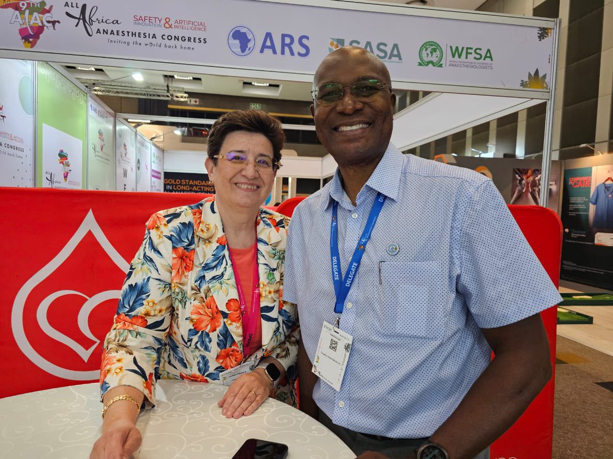A powerful dialogue of minds <a href="/wfsaorg/">WFSA</a> President Prof. Daniela Filipescu and <a href="/canecsa/">CANECSA</a> President Prof. Mpoki Ulisubisya connect at the   #AAAC2024 in South Africa, discussing innovations in anaesthesiology training across Africa. 🌍💡 

#AAAC2024 #CANECSA #WFSA #AnaesthesiaTraining