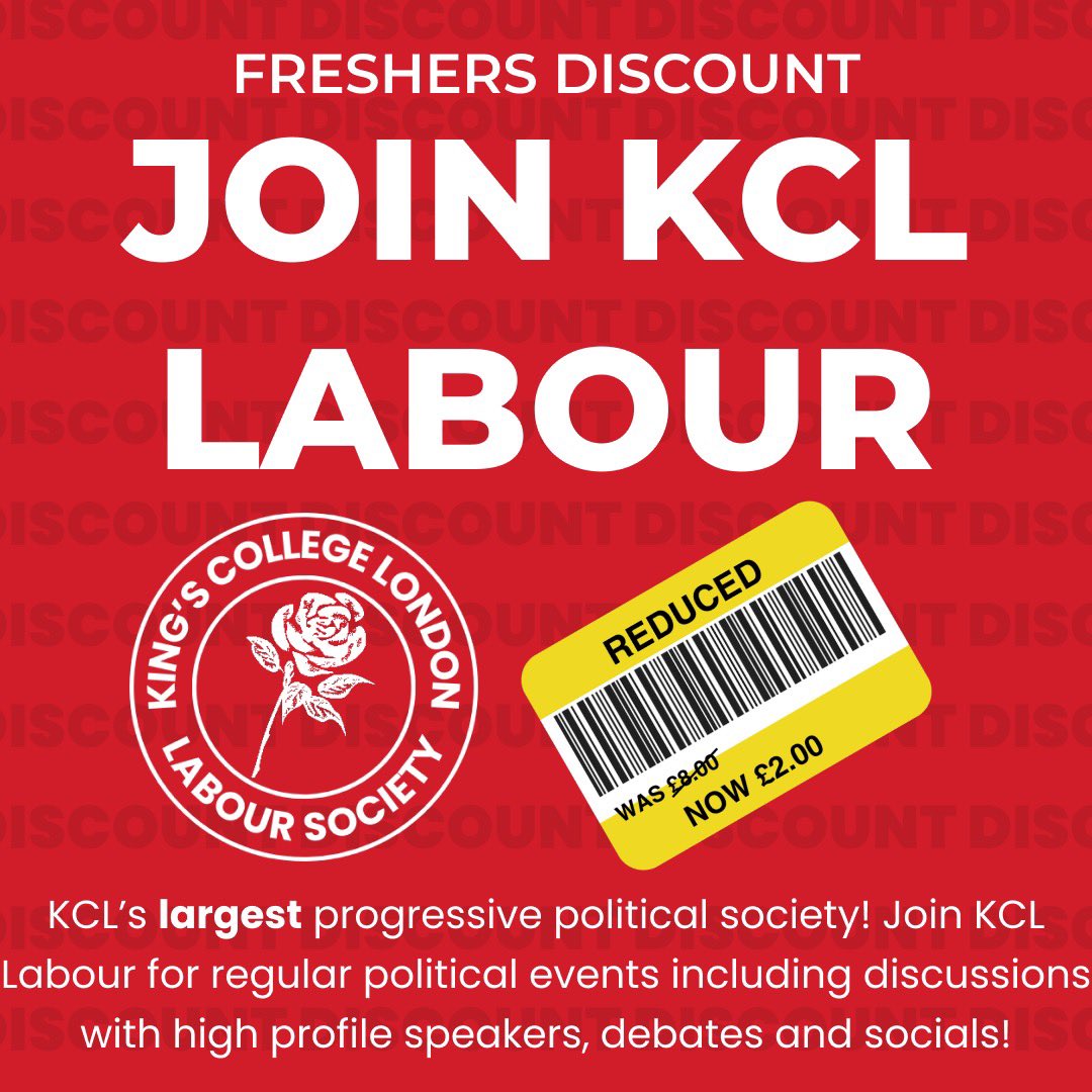 Welcome to KCL! We’re looking forward to meeting all of you and we’ve got some big events lined up which we can’t wait to share with you all. 

We’re also excited to announce that our membership cost has been reduced to just £2! Get yours below ⬇️

kclsu.org/organisation/7…