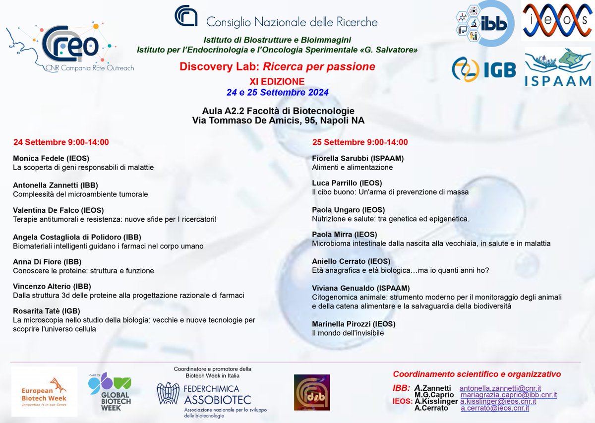 CNR Istituto di Biostrutture e Bioimmagini (@cnr_ibb) on Twitter photo “Discovery Lab: Ricerca per passione” XI Edizione.
A cura degli istituti IBB e IEOS, con la partecipazione di IGB e ISPAAM afferenti alla rete CREO CNR.
link al programma assobiotec.federchimica.it/agenda/tutti-g…
<a href="/CNRsocial_/">CNR Consiglio Nazionale delle Ricerche</a> #biotechweek
<a href="/CREO_CNR/">CREO</a> <a href="/AssobiotecNews/">Assobiotec News</a> “Discovery Lab: Ricerca per passione” XI Edizione.
A cura degli istituti IBB e IEOS, con la partecipazione di IGB e ISPAAM afferenti alla rete CREO CNR.
link al programma assobiotec.federchimica.it/agenda/tutti-g…
<a href="/CNRsocial_/">CNR Consiglio Nazionale delle Ricerche</a> #biotechweek
<a href="/CREO_CNR/">CREO</a> <a href="/AssobiotecNews/">Assobiotec News</a>
