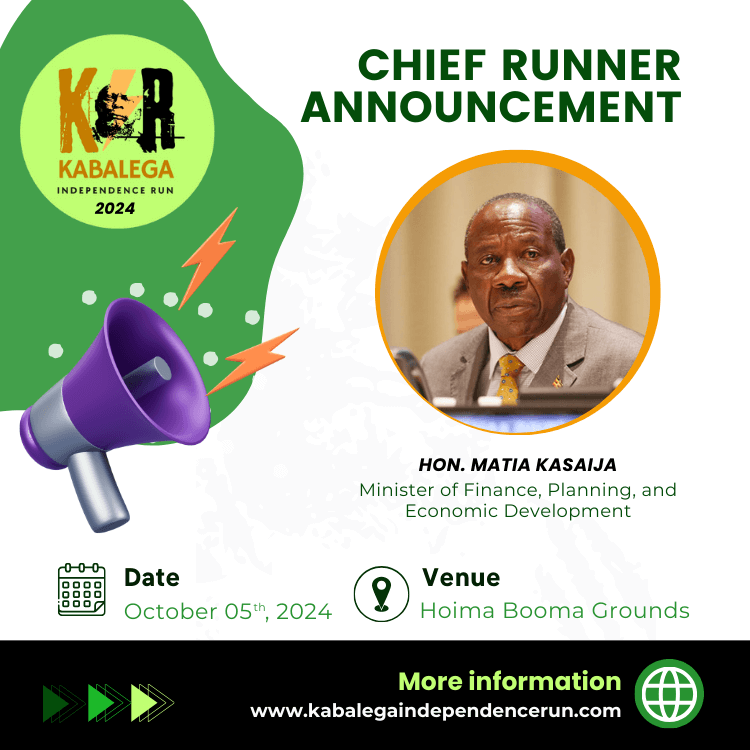 Kabalega Foundation (@kabalegafndn) on Twitter photo We are excited to announce that the Minister of Finance, Planning, and Economic Development, Hon. Matia Kasaija will be the Chief Runner at <a href="/KabalegaRun/">Kabalega Independence Run 🎽🏃🏽</a> 2024.
Due for 05/10/2024 at Hoima Booma Grounds, the run focuses on environmental Conservation.
#KabalegaIndependenceRun2024 We are excited to announce that the Minister of Finance, Planning, and Economic Development, Hon. Matia Kasaija will be the Chief Runner at <a href="/KabalegaRun/">Kabalega Independence Run 🎽🏃🏽</a> 2024.
Due for 05/10/2024 at Hoima Booma Grounds, the run focuses on environmental Conservation.
#KabalegaIndependenceRun2024