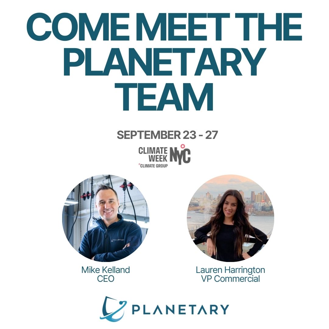 Planetary (@planetary_tech) on Twitter photo Heading to #NYClimateWeek from Sept 23-27? So are our very own <a href="/Mkelland/">Mike Kelland</a> and Lauren Harrington!
If you’re attending and want to connect with the Planetary team, we’d love to meet you. Reach out to us here, and we’ll make sure to set up some time to chat. Heading to #NYClimateWeek from Sept 23-27? So are our very own <a href="/Mkelland/">Mike Kelland</a> and Lauren Harrington!
If you’re attending and want to connect with the Planetary team, we’d love to meet you. Reach out to us here, and we’ll make sure to set up some time to chat.