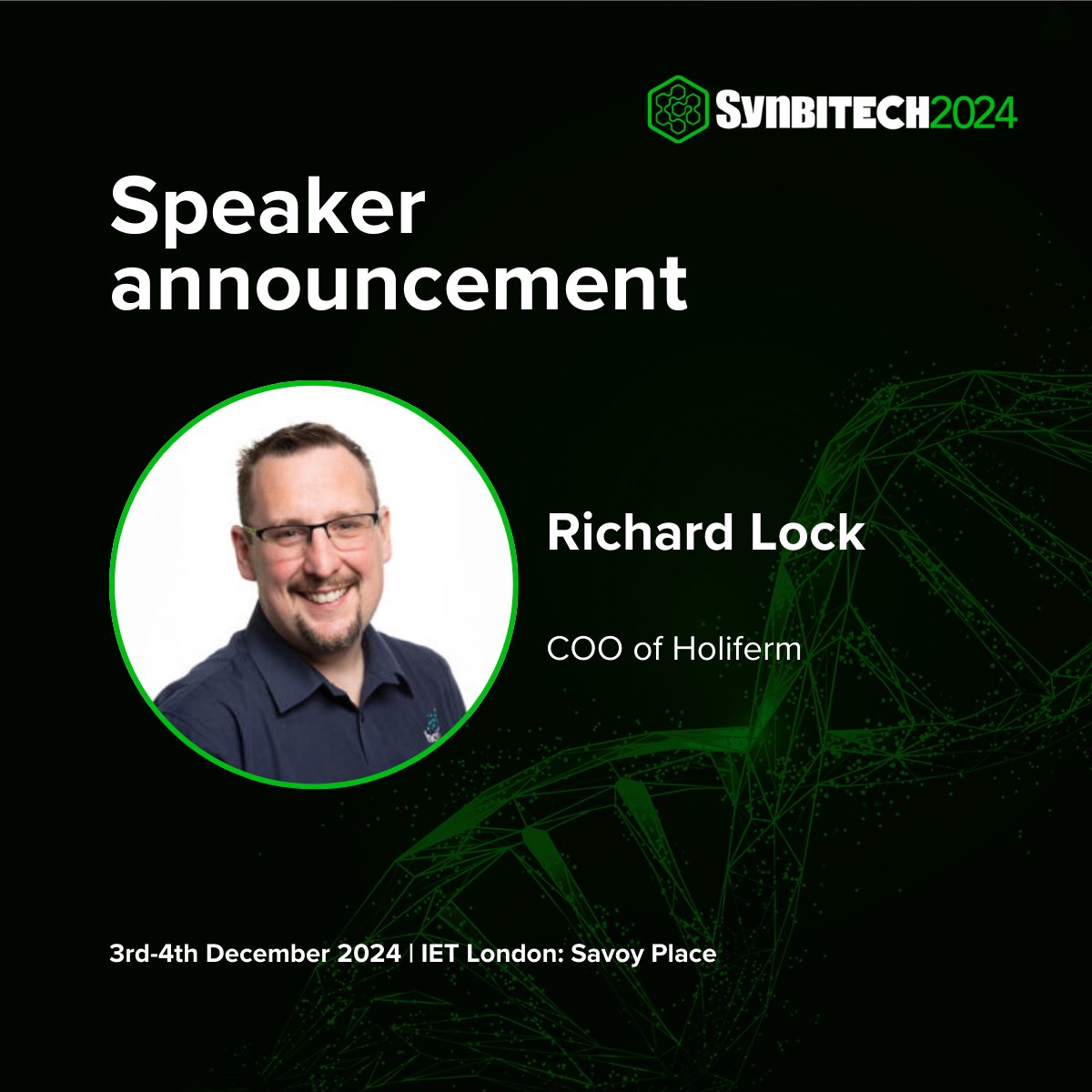 SynbiCITE's tweet image. We're pleased to announce that Richard Lock will be speaking at SynbiTECH 2024!
Secure your ticket now and join us at Europe's largest synthetic biology conference synbitech.com/book-tickets
#SynbiTECH24 #SynBio #SyntheticBiology