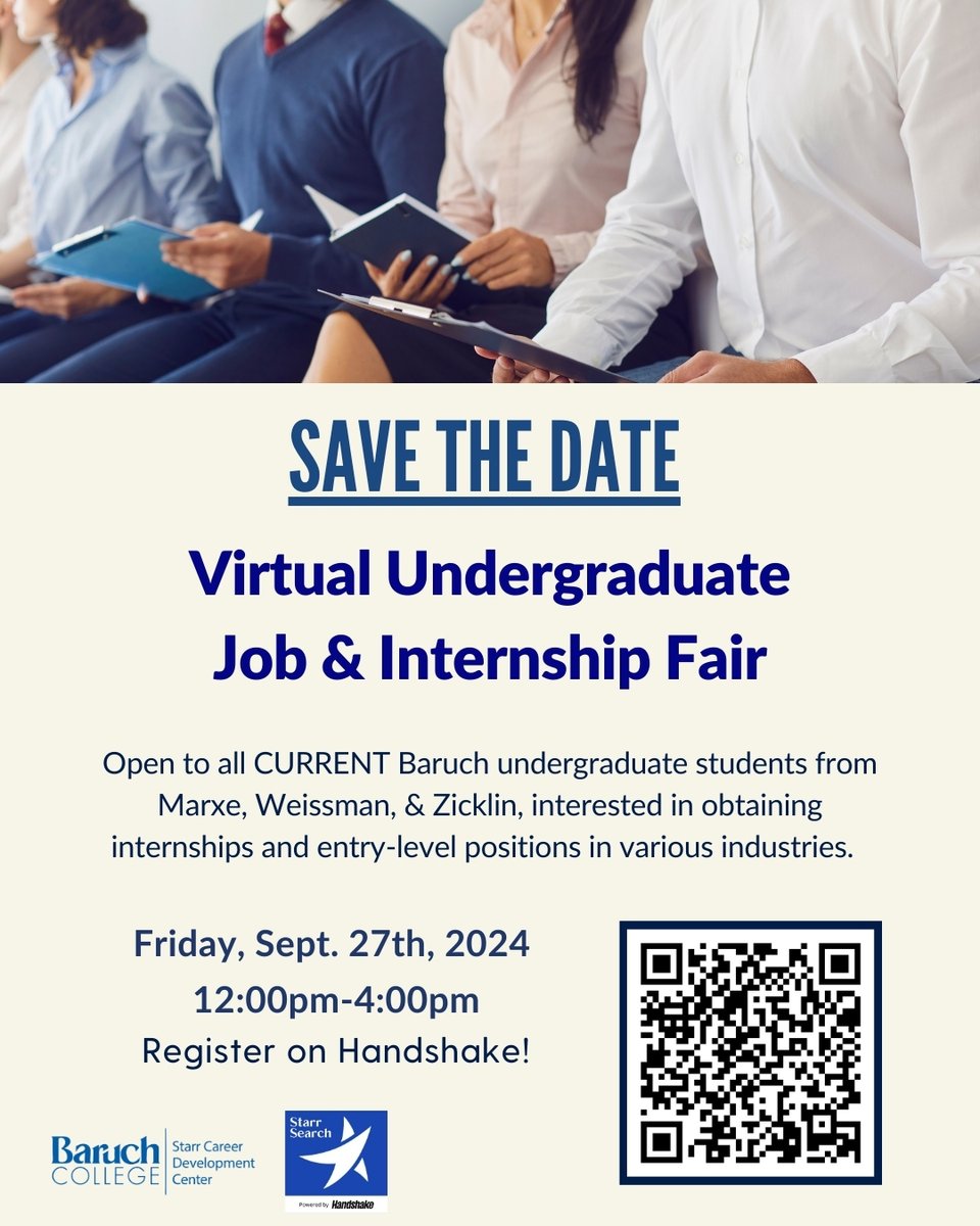 Have you got your career fair game plan worked out? To make the best of the Virtual Undergraduate Job &amp; Internship Fair, all attendees are HIGHLY encouraged to register for employer sessions and attend our prep workshops!
Register on Handshake: bit.ly/fall24undergra…