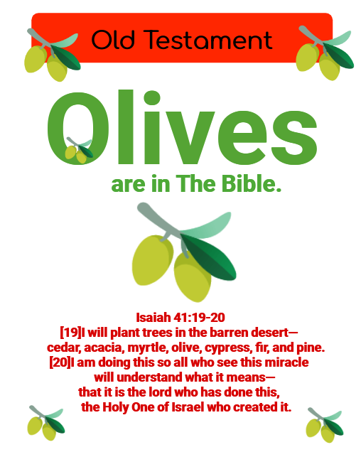 Old Testament is a very long time ago. It's 2024, and we still eat Olives. Glory to God uYehova Osenyangweni, amen 🫒. Download The Bible now.