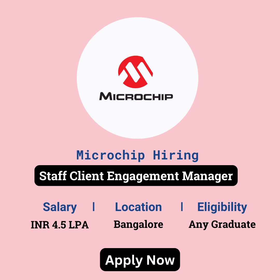 karthikpattadi's tweet image. 🔍 Microchip Careers 2024 🔍

Microchip is hiring for the position of Staff Client Engagement Manager. 

🔗 Apply Here: zurl.co/GbsJ 

💬 Join Our WhatsApp Group: zurl.co/HzO9

#Microchip #ClientEngagementManager #CustomerRelations ##CareerOpportunities
