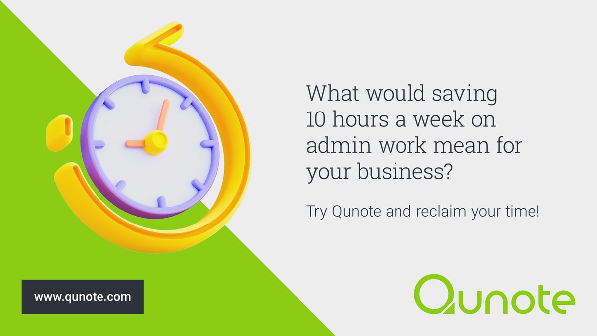 📊What would saving 10 hours a week on admin work mean for your business? Try Qunote and reclaim your time! #AdminRelief #ProductivityHacks